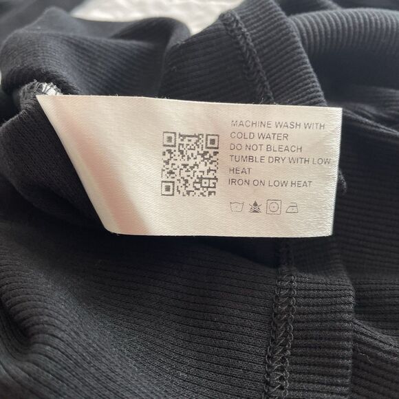 CIDER Off Shoulder Long Sleeve Ribbed Knit Black Top with Flared Sleeve Size M - Picture 7 of 10